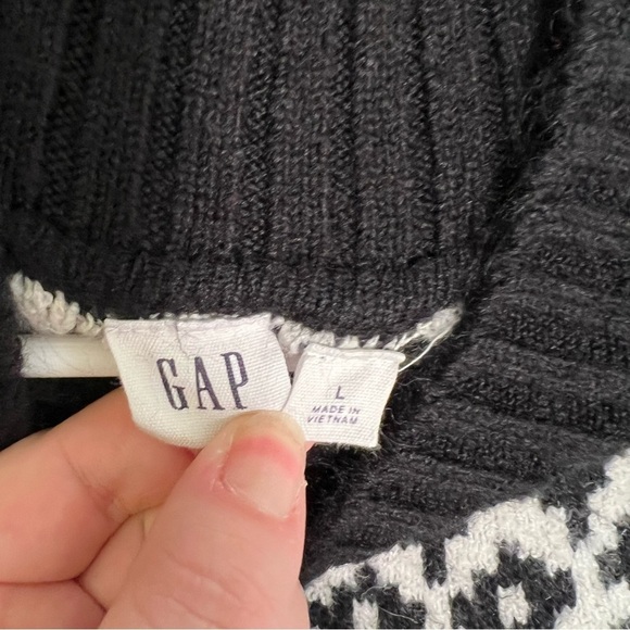 Gap Relaxed Forever Cozy Fair Isle Sweater Black White L - Picture 10 of 12